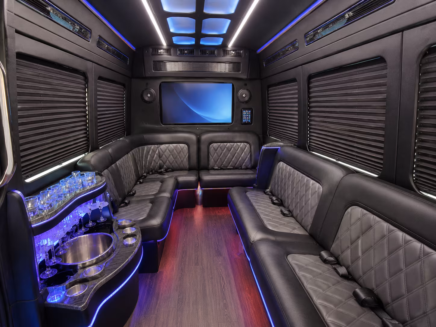 union city 15 passenger party bus interior