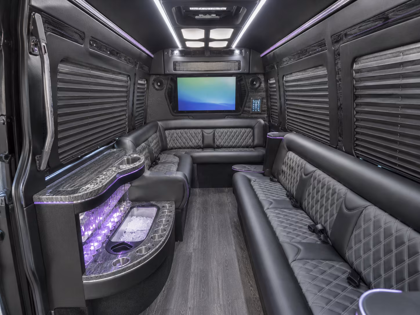 union city 30 passenger party bus inside